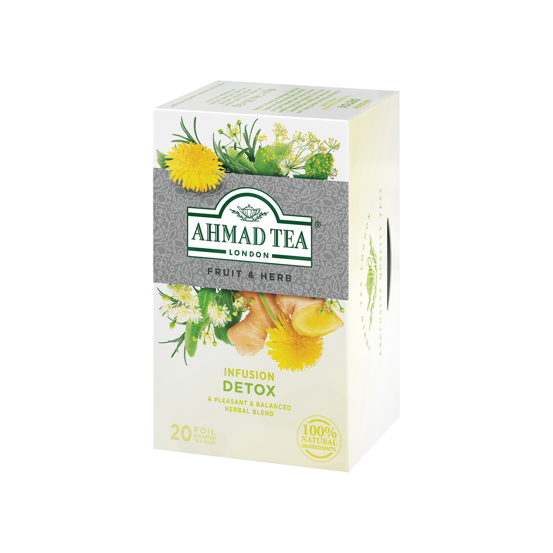 Ahmad Tea "Detox", fruit-herbal, 2 g, in sachet, 20 pieces