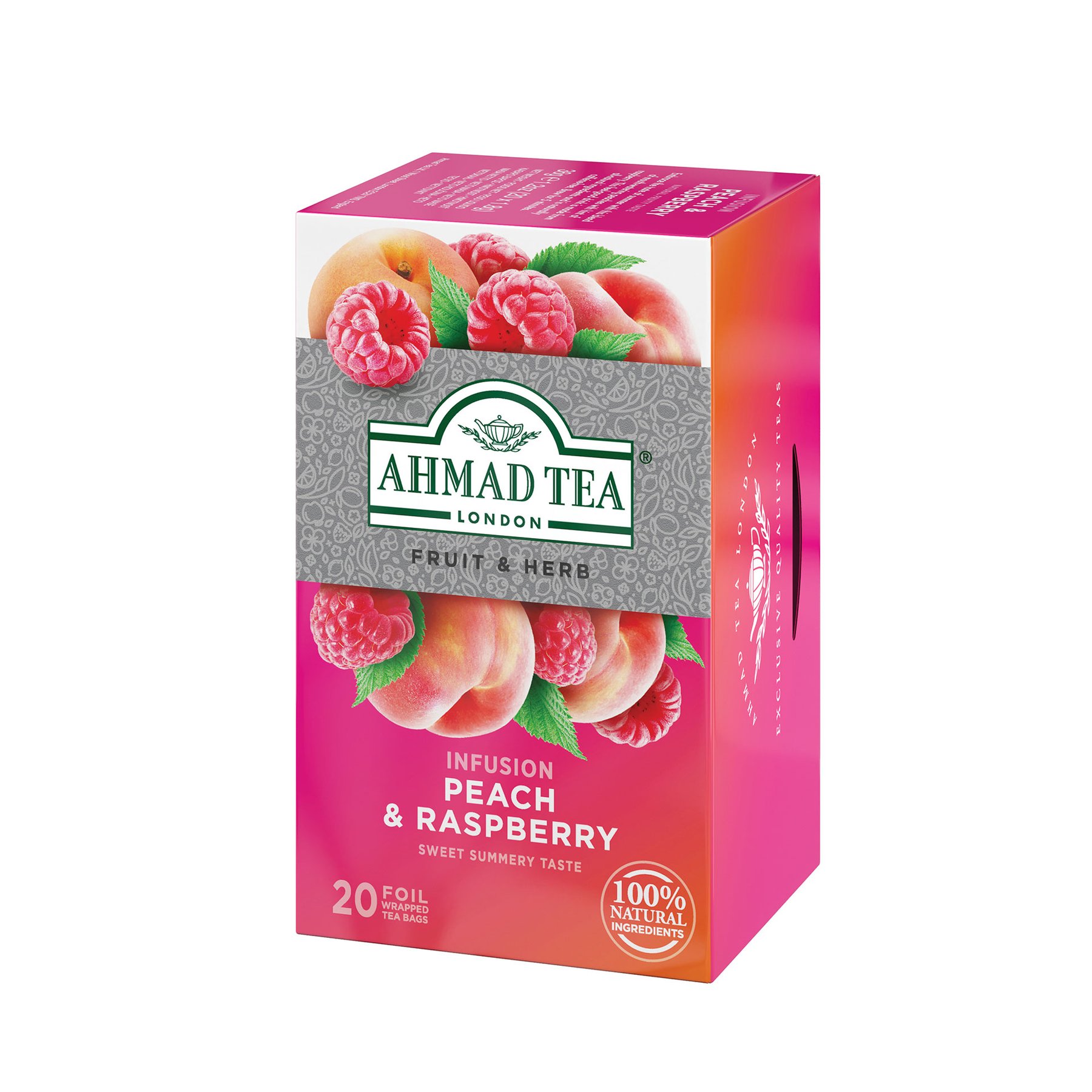 Ahmad Tea Raspberry & Peach, fruit, 2 g, 20 bags