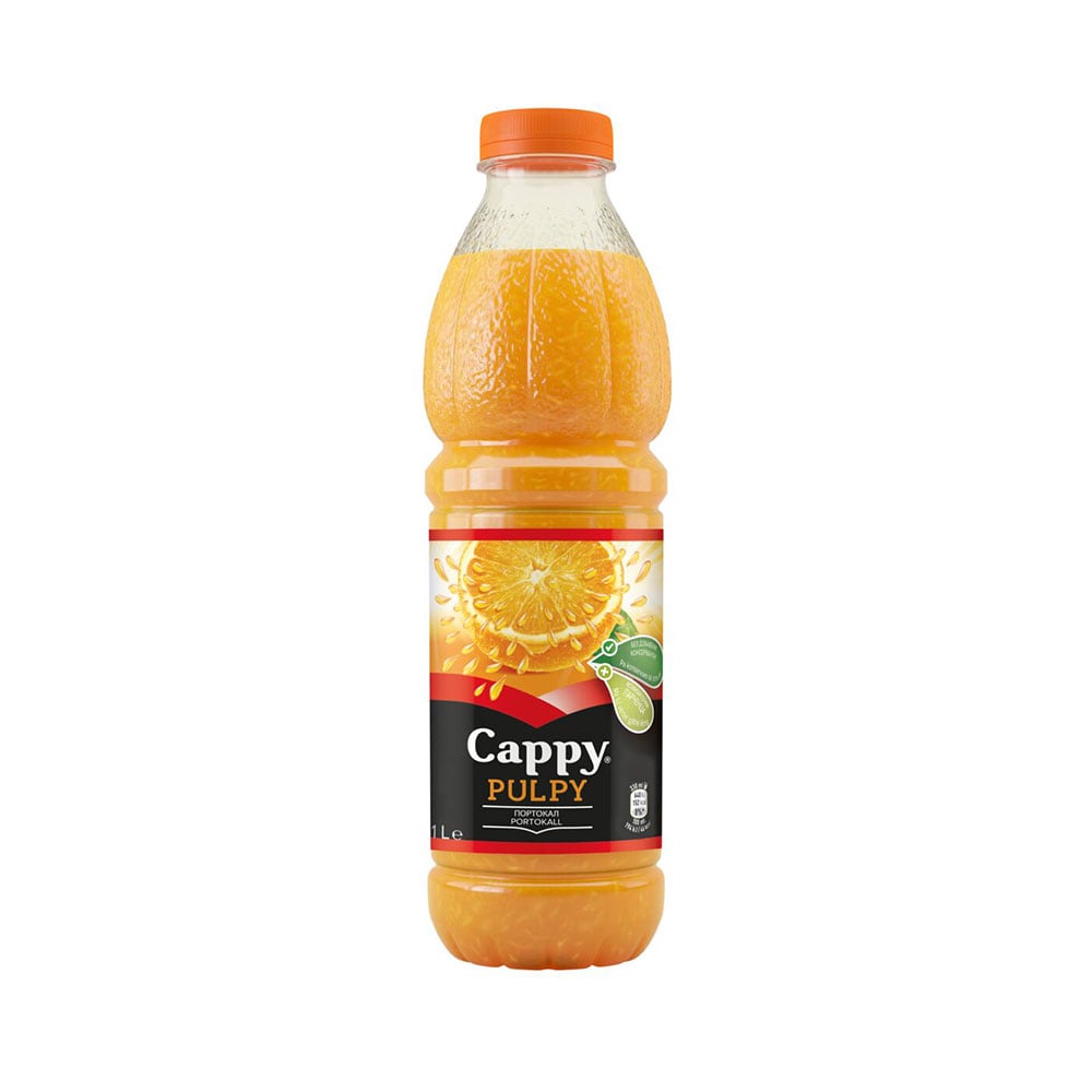 Cappy Fruit Drink Pulpy, orange, with fruit pieces, 1 L, carton