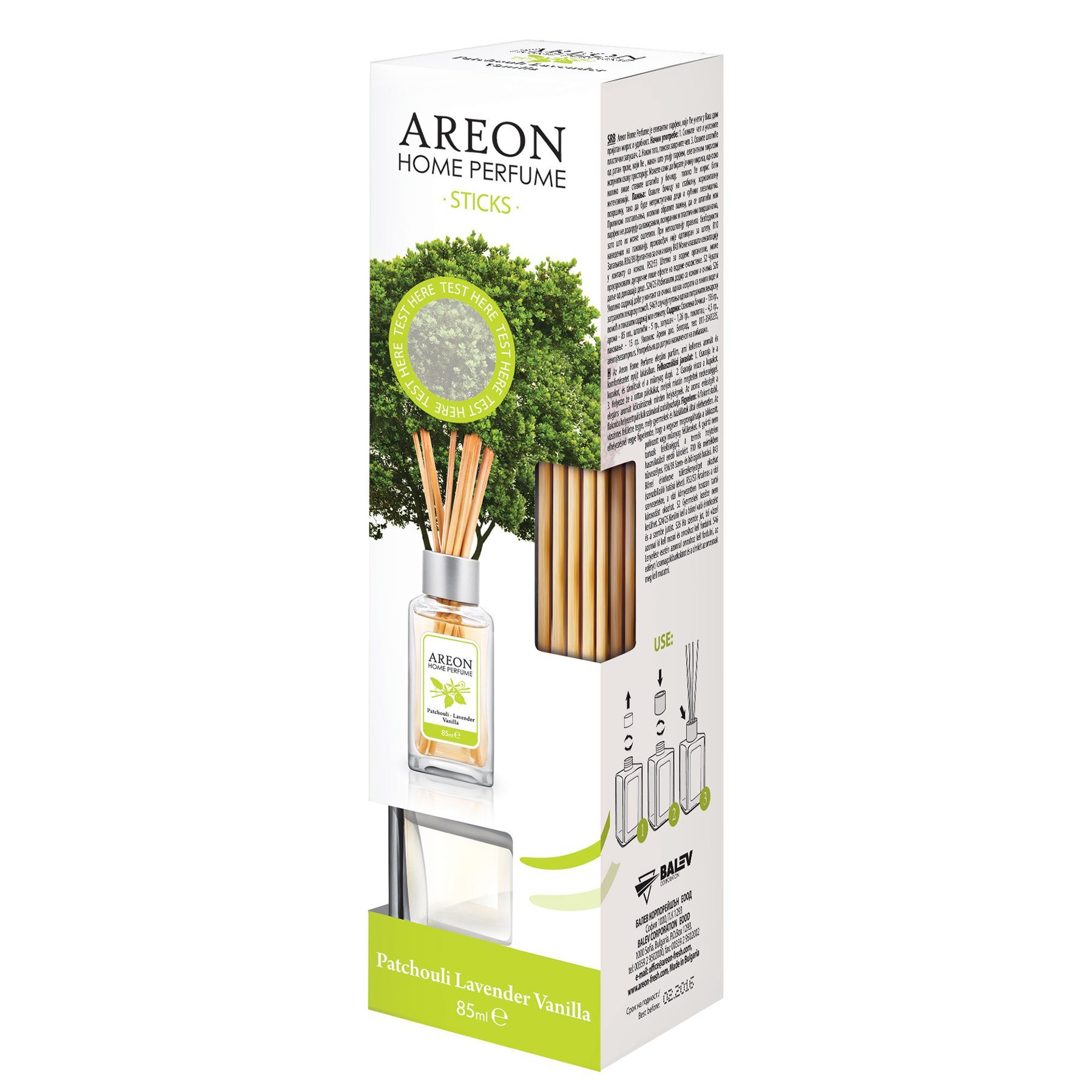 Air freshener Areon Home Perfume, sticks, patchouli, lavender and vanilla, 85 ml