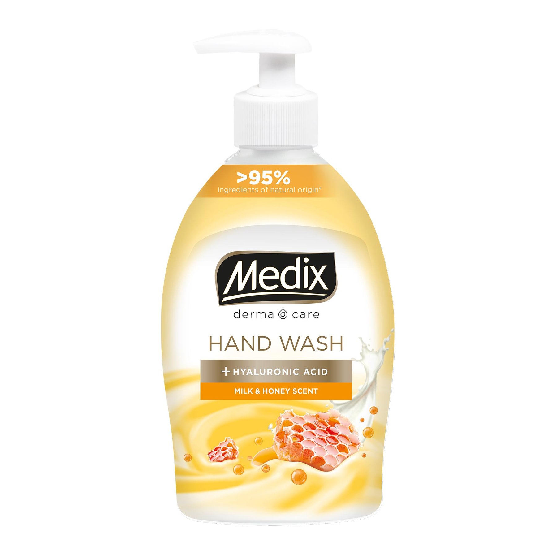 Liquid soap Medix Cream Milk & Honey, with pump, 400 ml, orange