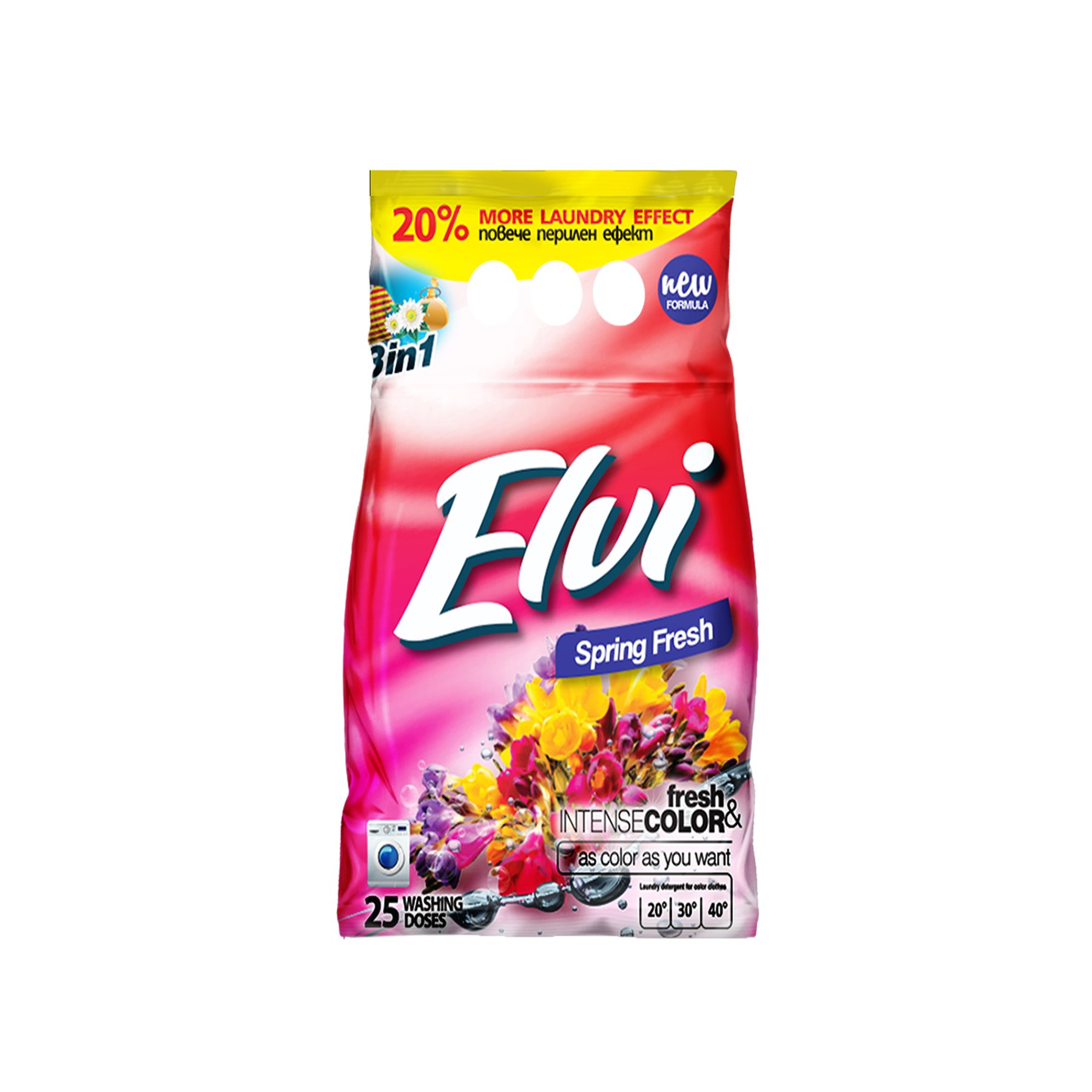 Laundry detergent Elvi, powder, for colored laundry, spring freshness, 2 kg