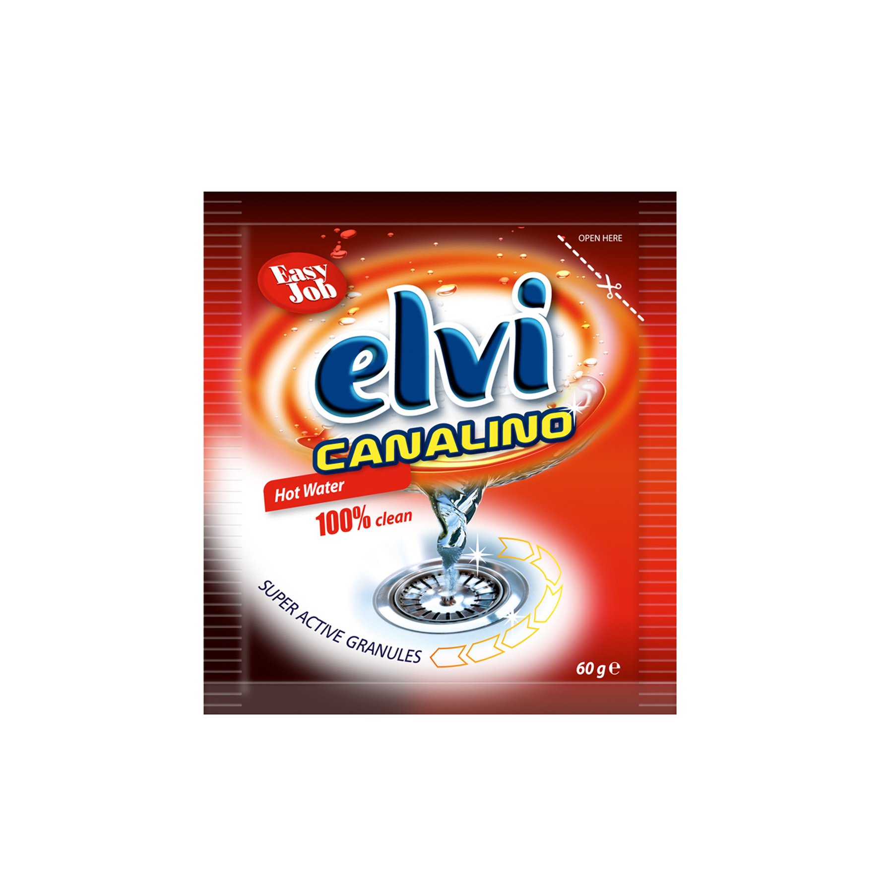 Detergent for unblocking of ducts Elvi Canalino, for warm water, granules, 60 g