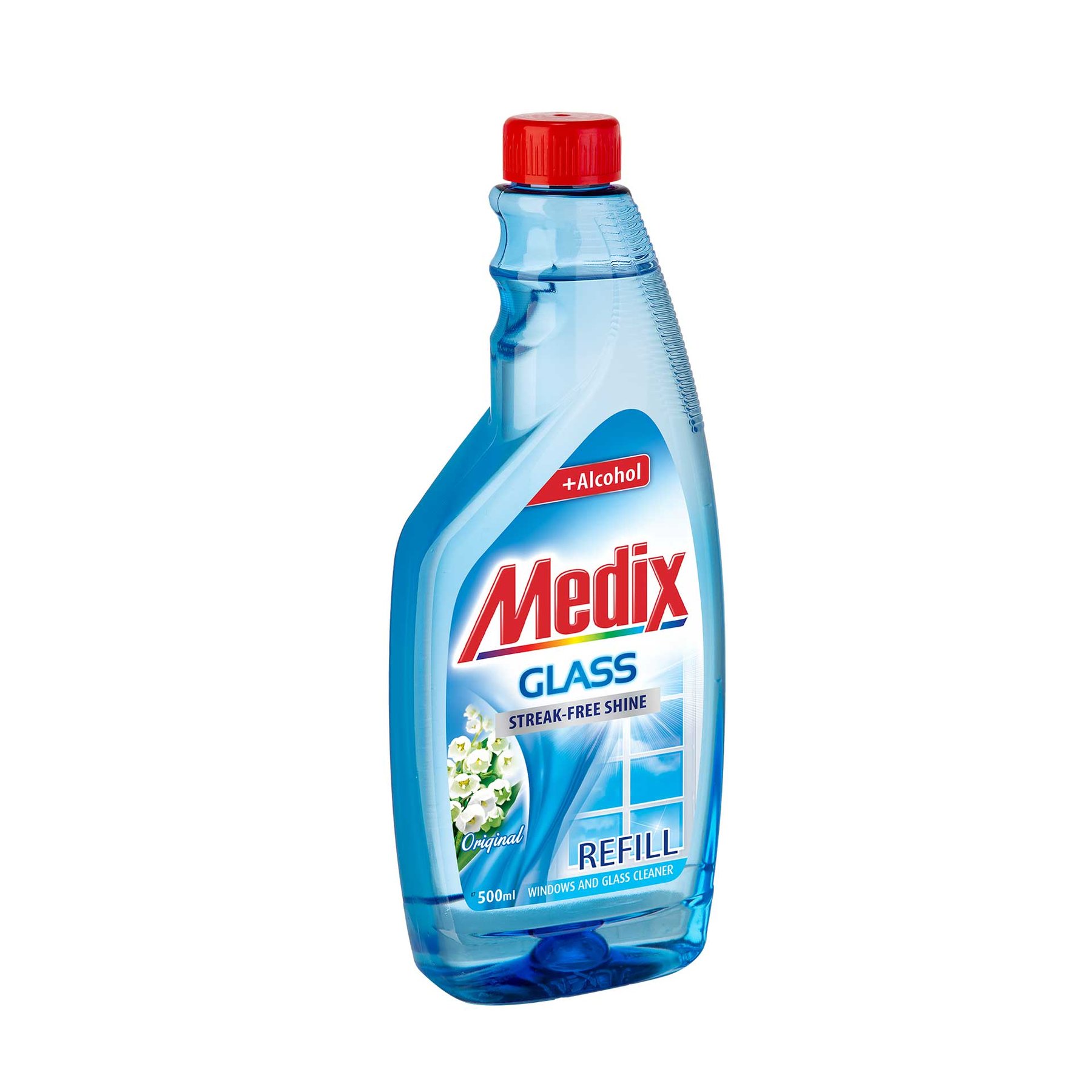 Glass cleaning agent Medix Original, refill, 500 ml, blue