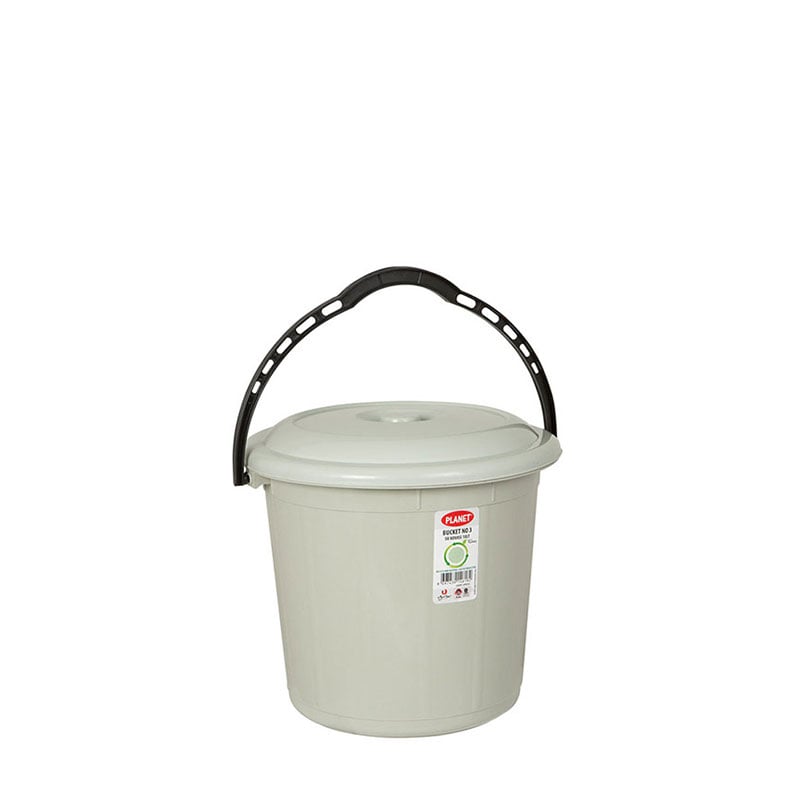 Bucket Planet with lid, 10 L, gray