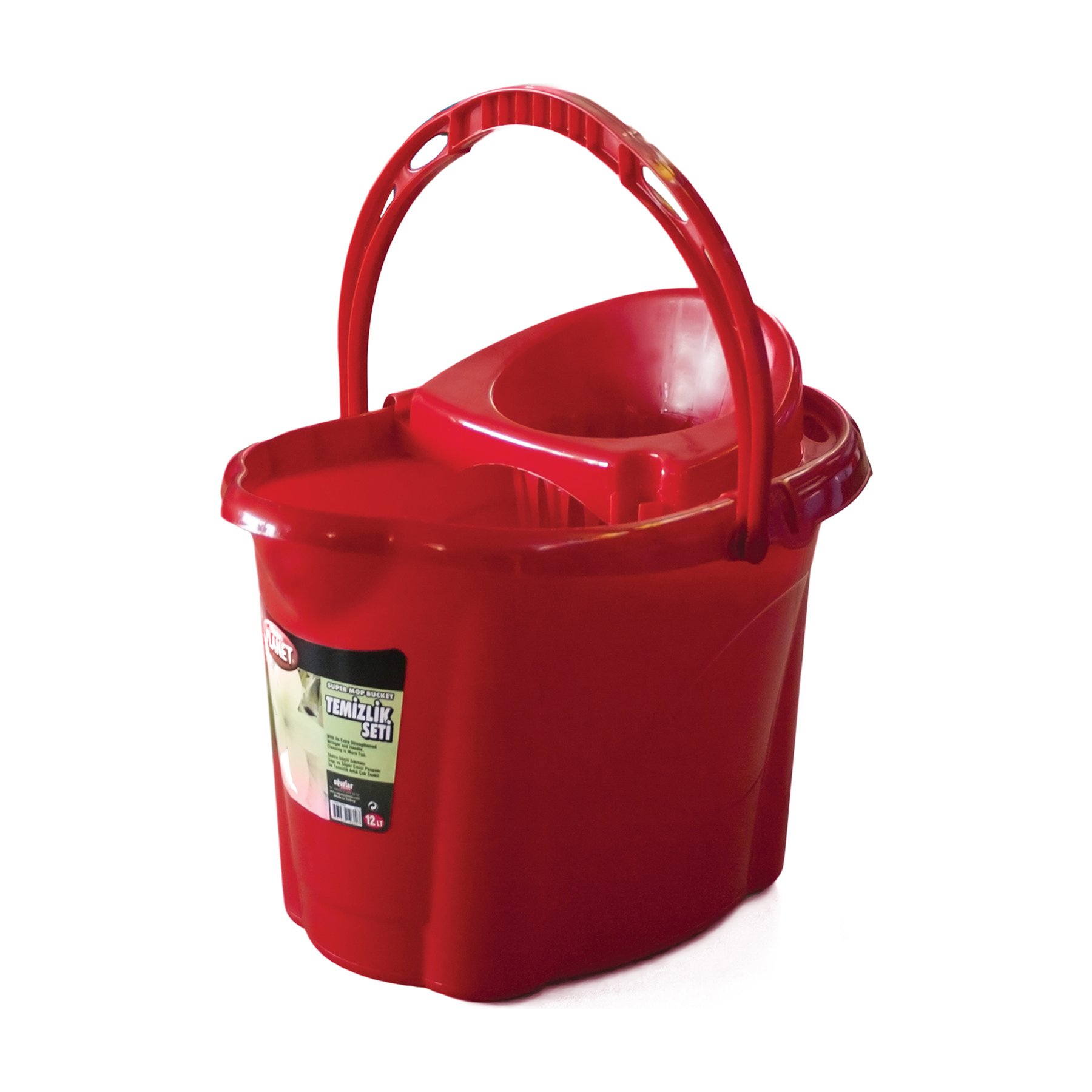 Bucket Planet, plastic, oval, with squeeze, 12 L, red