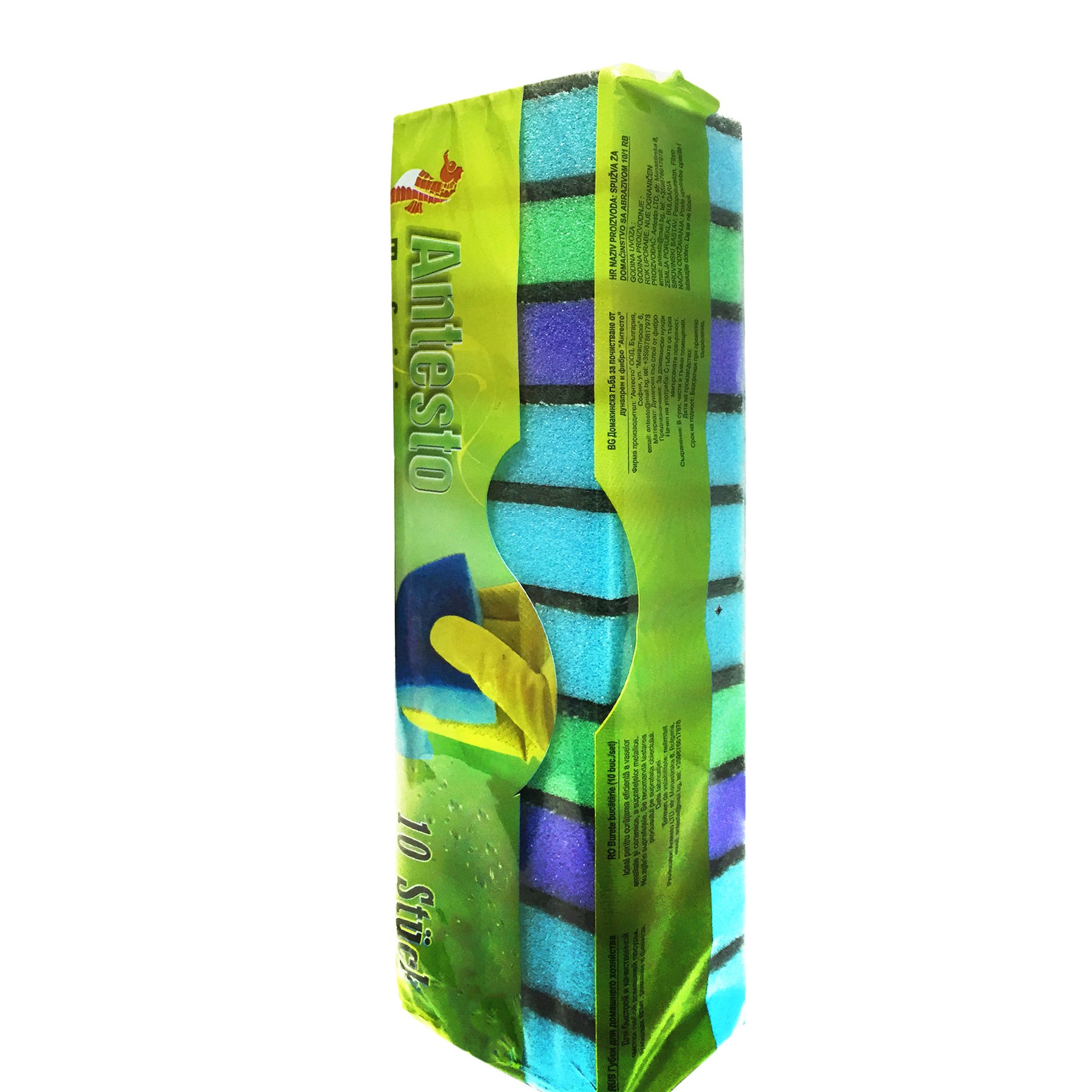 Household sponge Antesto, without channel, 9 x 6 x 3 cm, 10 count