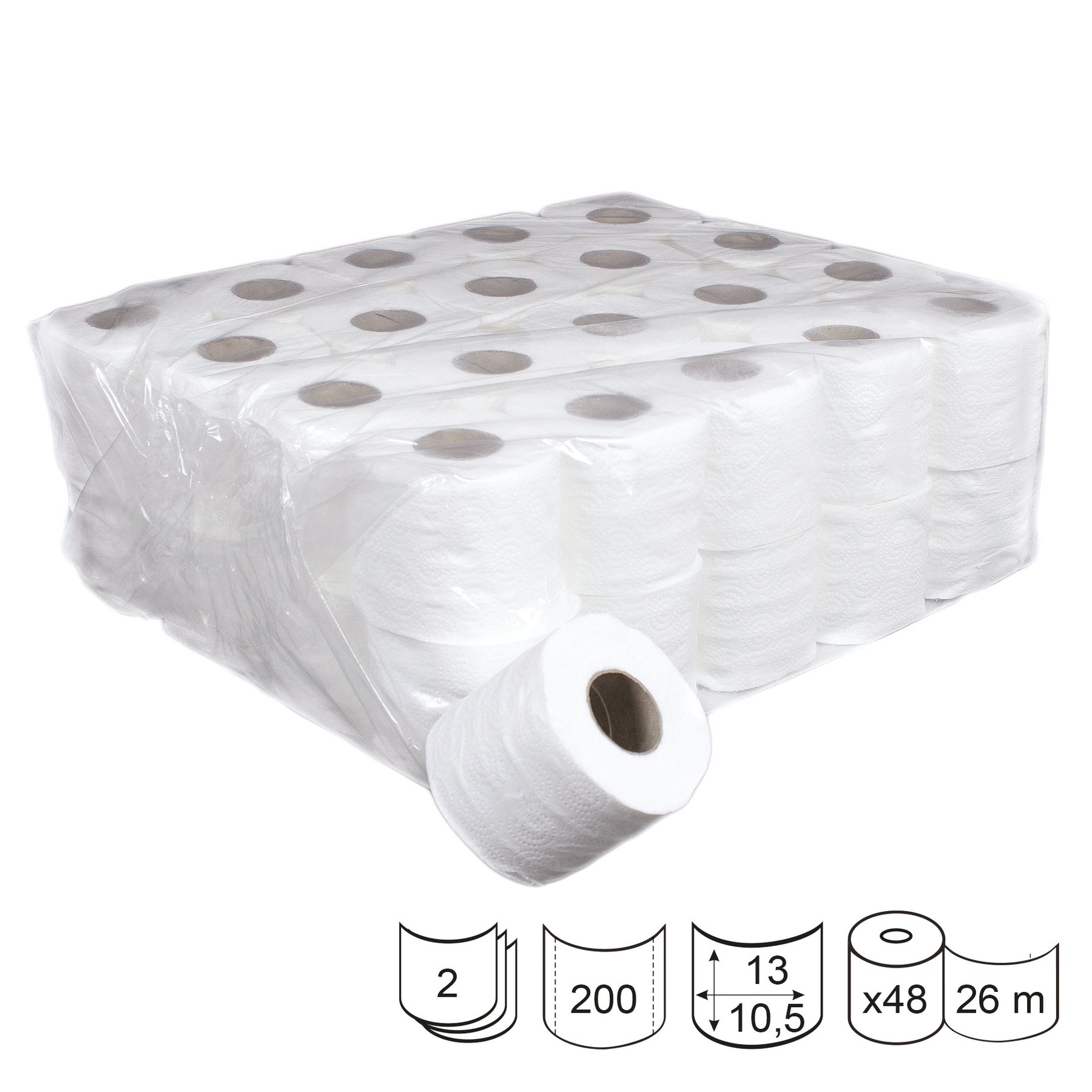 Toilet paper, two-ply, cellulose, 80 g, 48 pieces