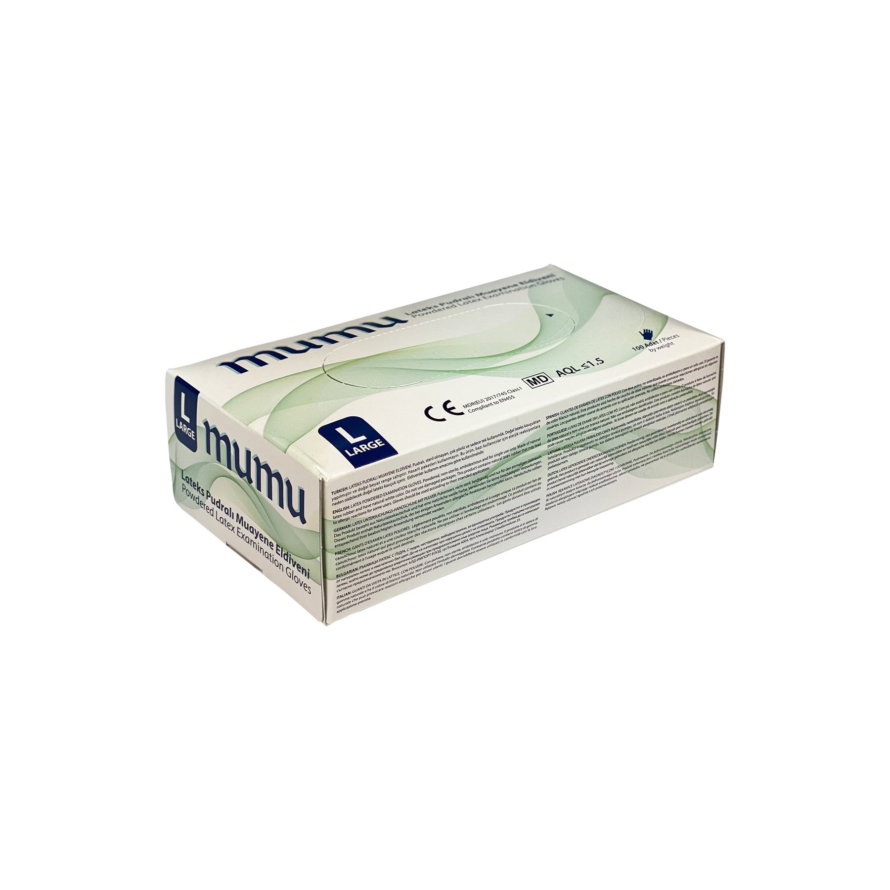 Gloves Mumu, latex, L, with powder, 100 count