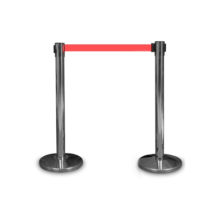 Ограничително колче, хром, с червена лента, 235 cm, широчина 320 mm, височина 920 mm
