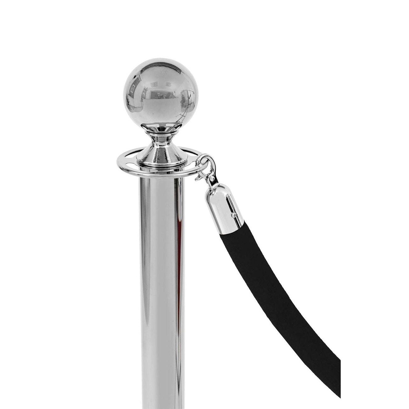 Rope with clasp Velor, chrome, 160 cm, black