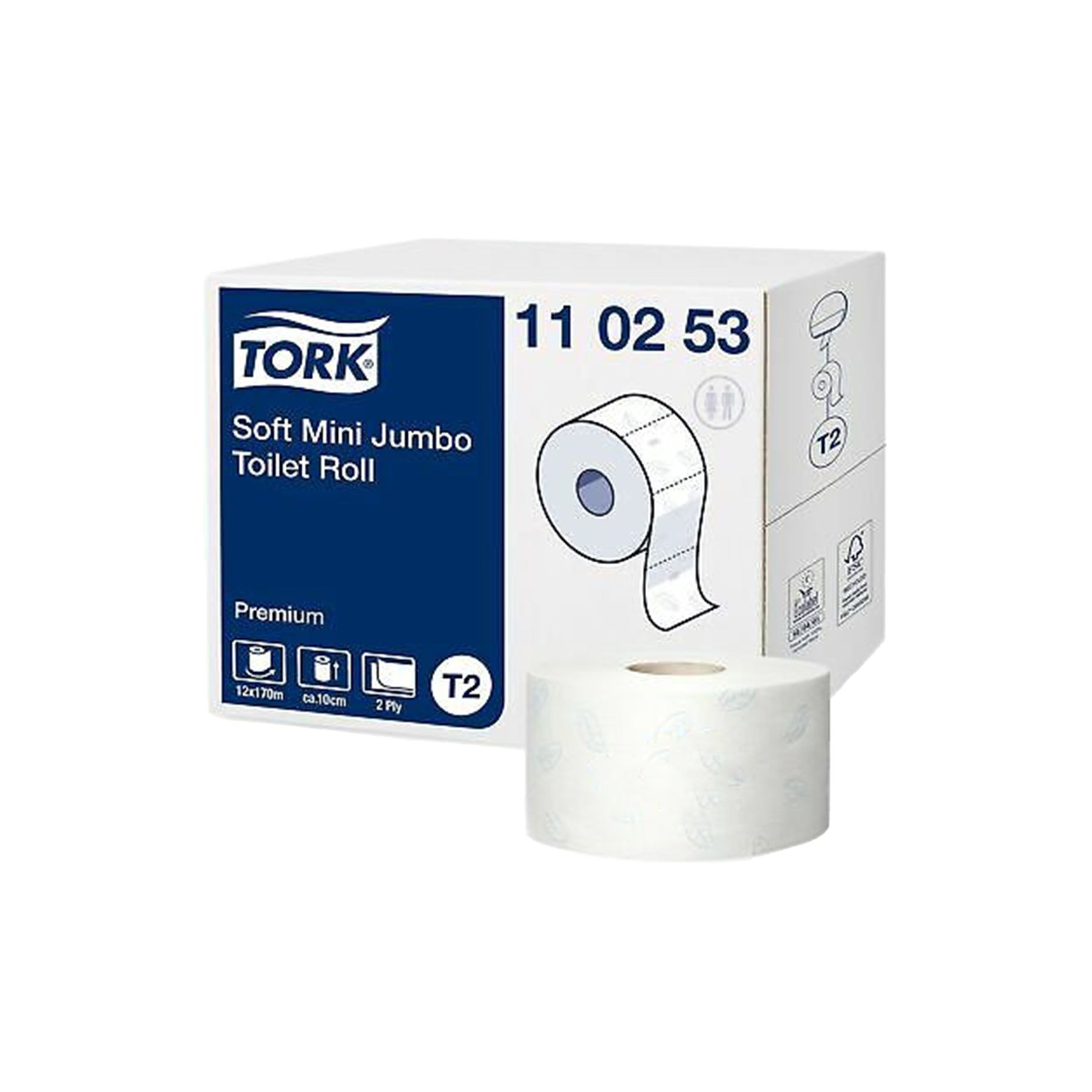 Toilet paper Tork Mini Jumbo Premium, two-ply, 170 m, 12 pieces