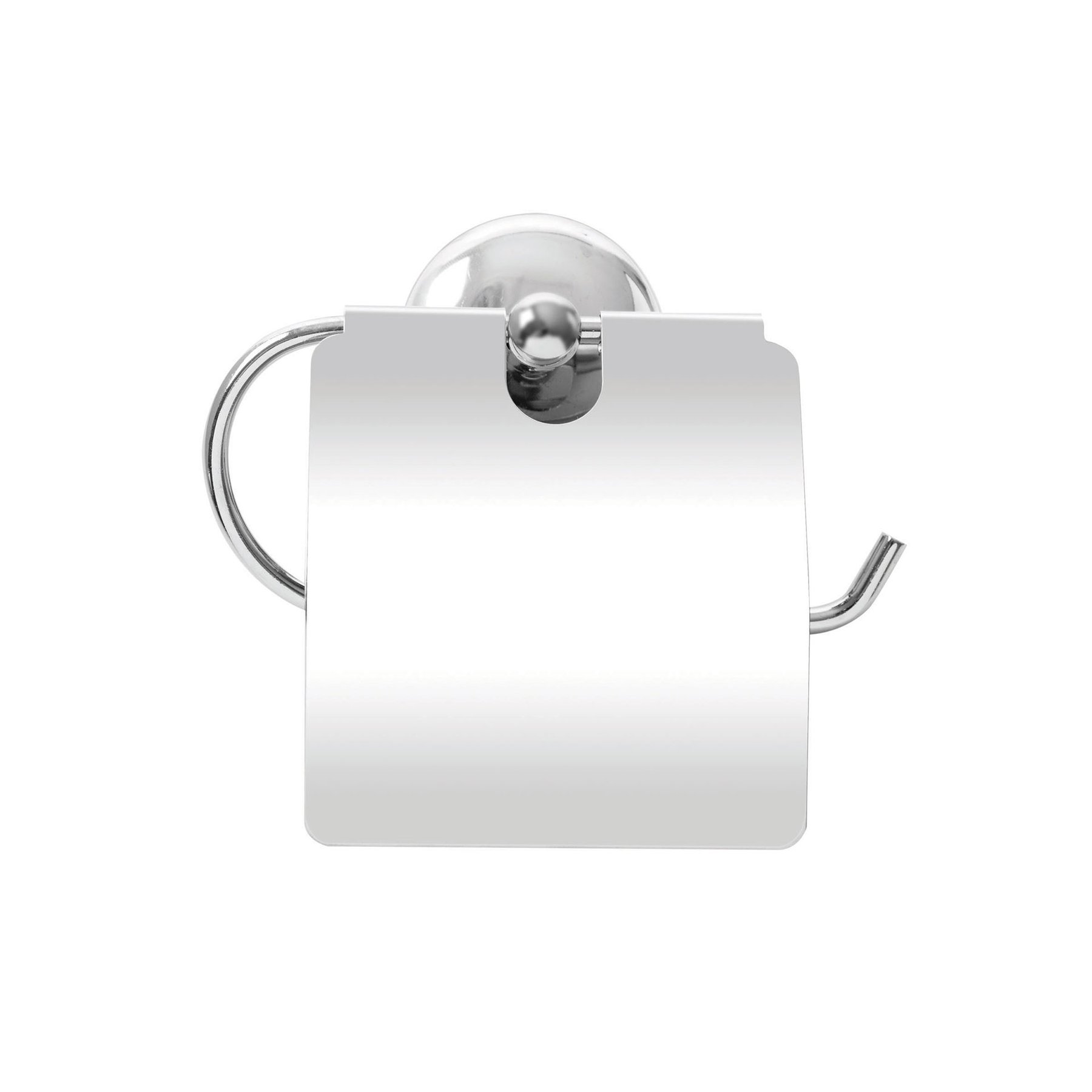 Toilet paper holder Palex, with lid, metal, chrome, 15x12x5cm