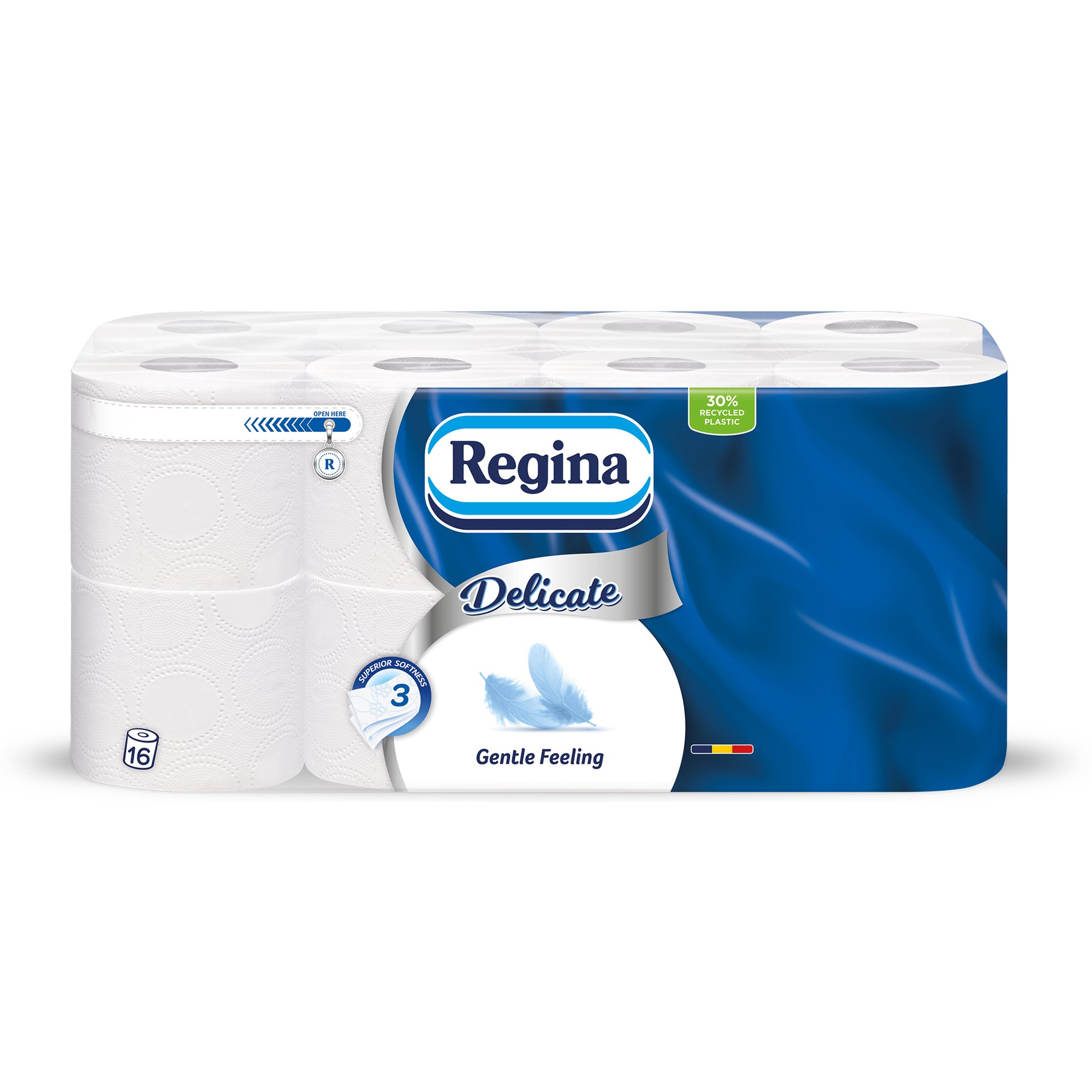 Toilet paper Regina Gentle, cellulose, three-ply, 150 sheets, 16 pieces, 17.6 m