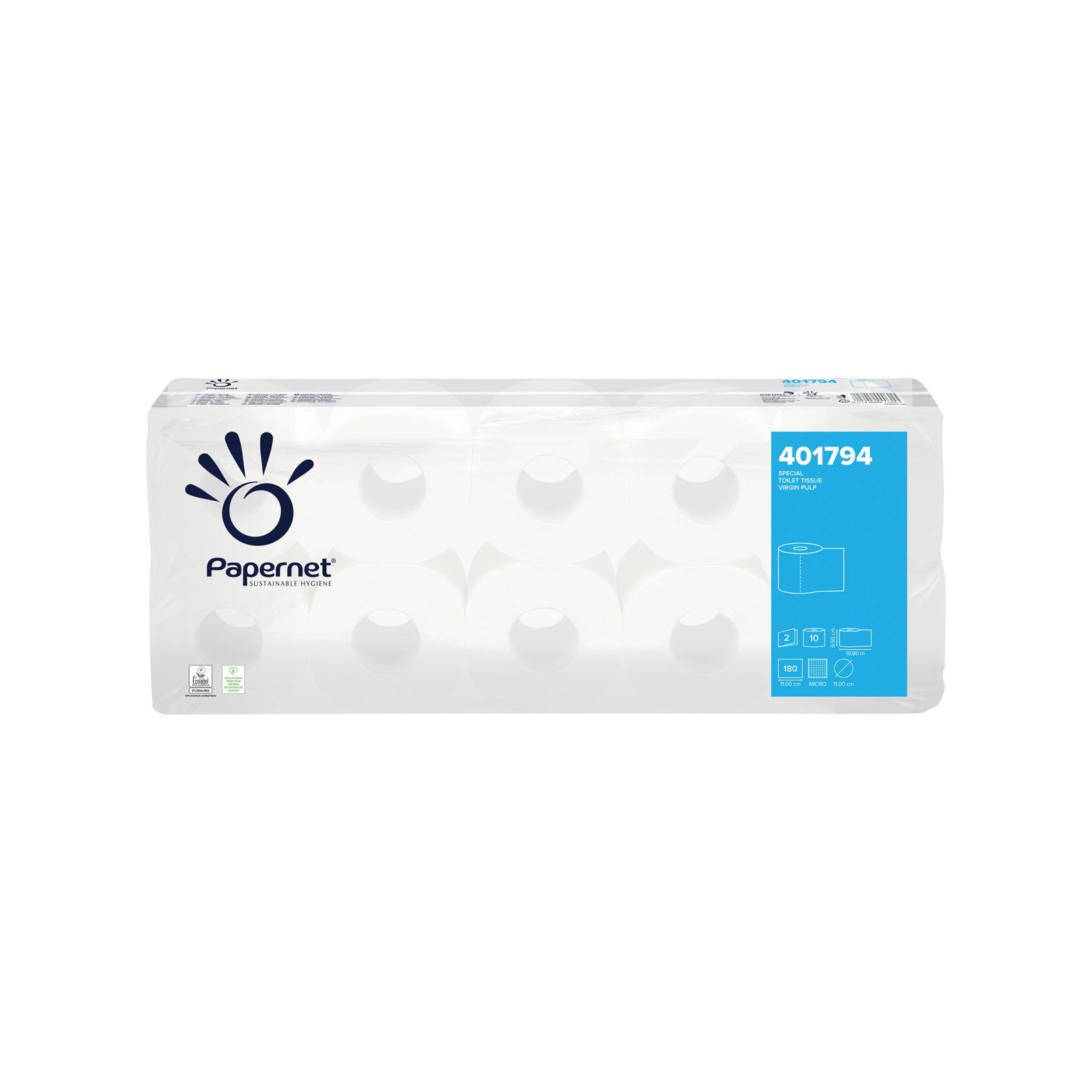 Toilet paper Papernet Special, cellulose, double-layer, 180 sheets, 19.8 m, 10 pieces