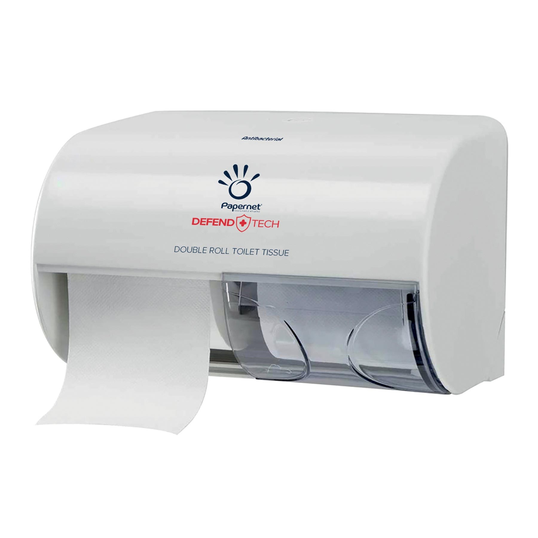 Dispenser for toilet paper Papernet, antibacterial, double, 26 х 15 х 15 cm, white