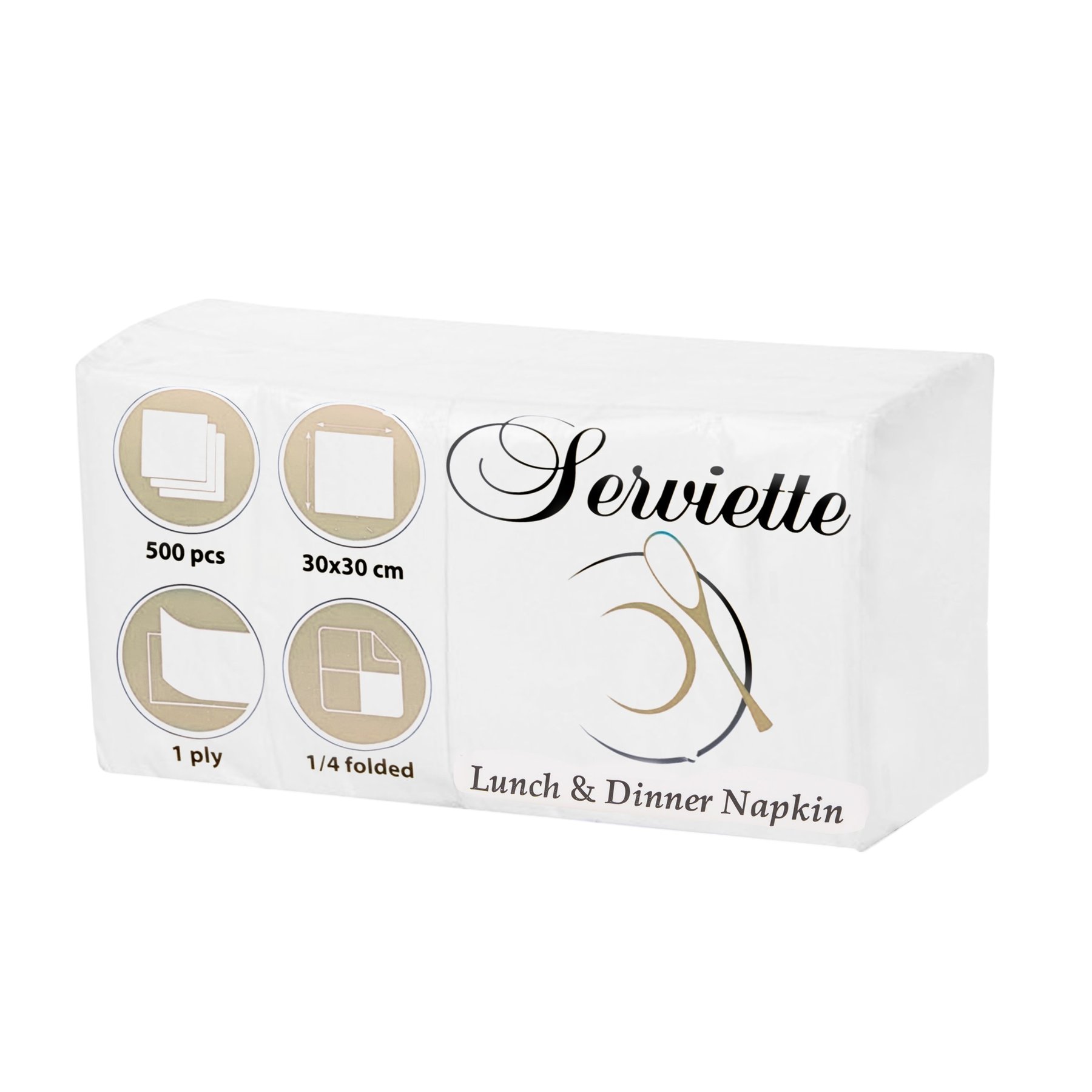 Napkins, 1/4 fold, fine, with border, 33 x 33 cm, 500 counts