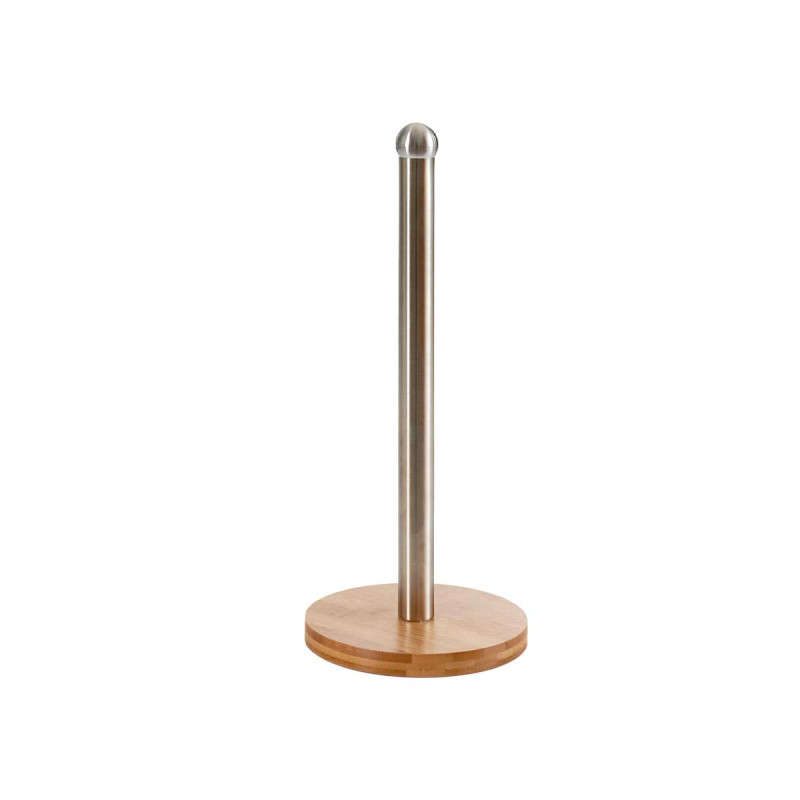 Paper towel holder Kinvara, steel and bamboo, 15 x 32 cm