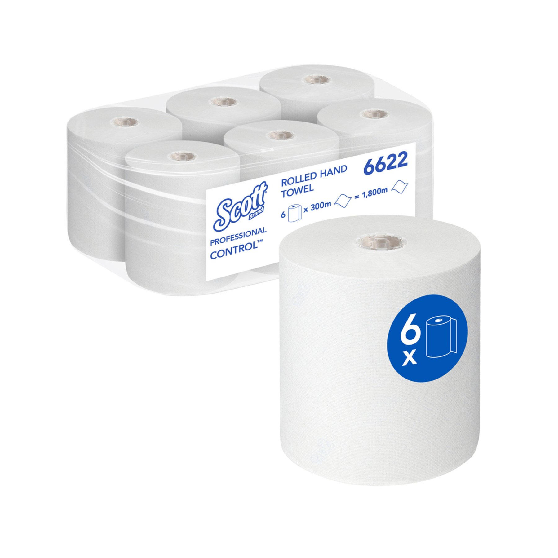 Towels for hands Kimberly-Clark Scott Control 6622, on roll, 300 m, white, 6 counts