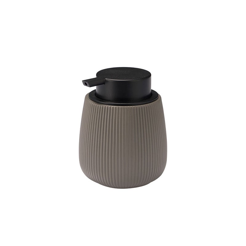 Foam hand soap dispenser Berilo, with embossed stripes, plastic, grey