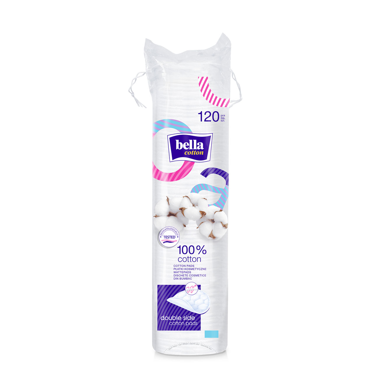 Makeup cotton pads Bella, 100% cotton, 120 pieces