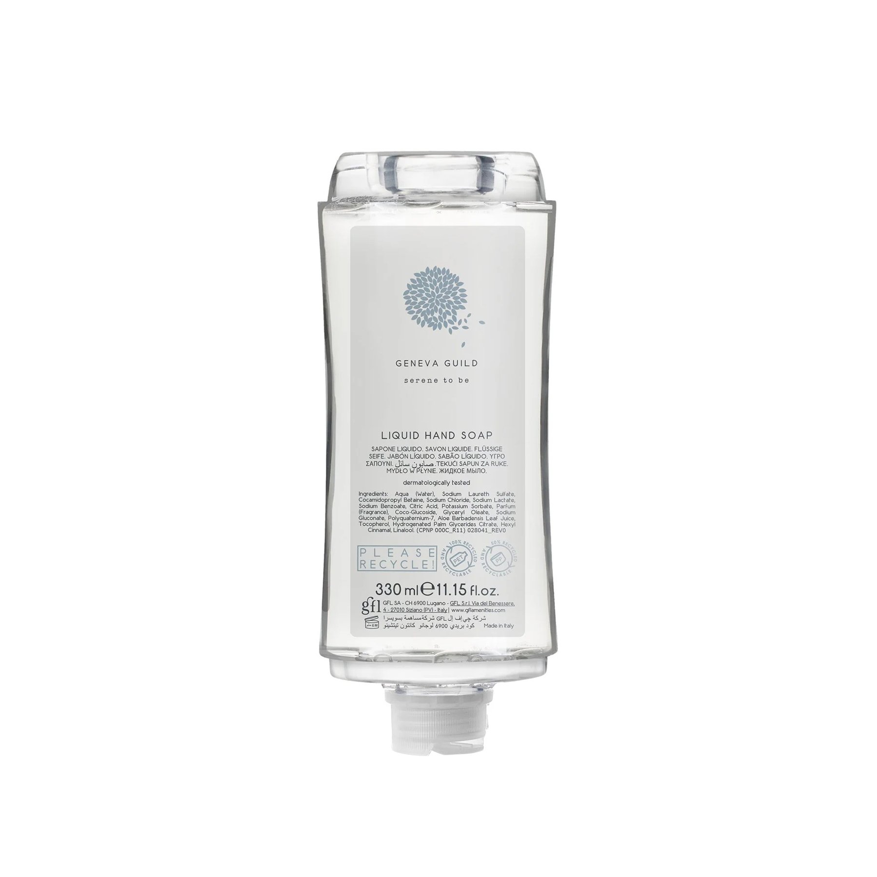 Liquid soap GFL Cosmetics Geneva, filler for dispenser, 330 ml, 7 х 17.7 cm