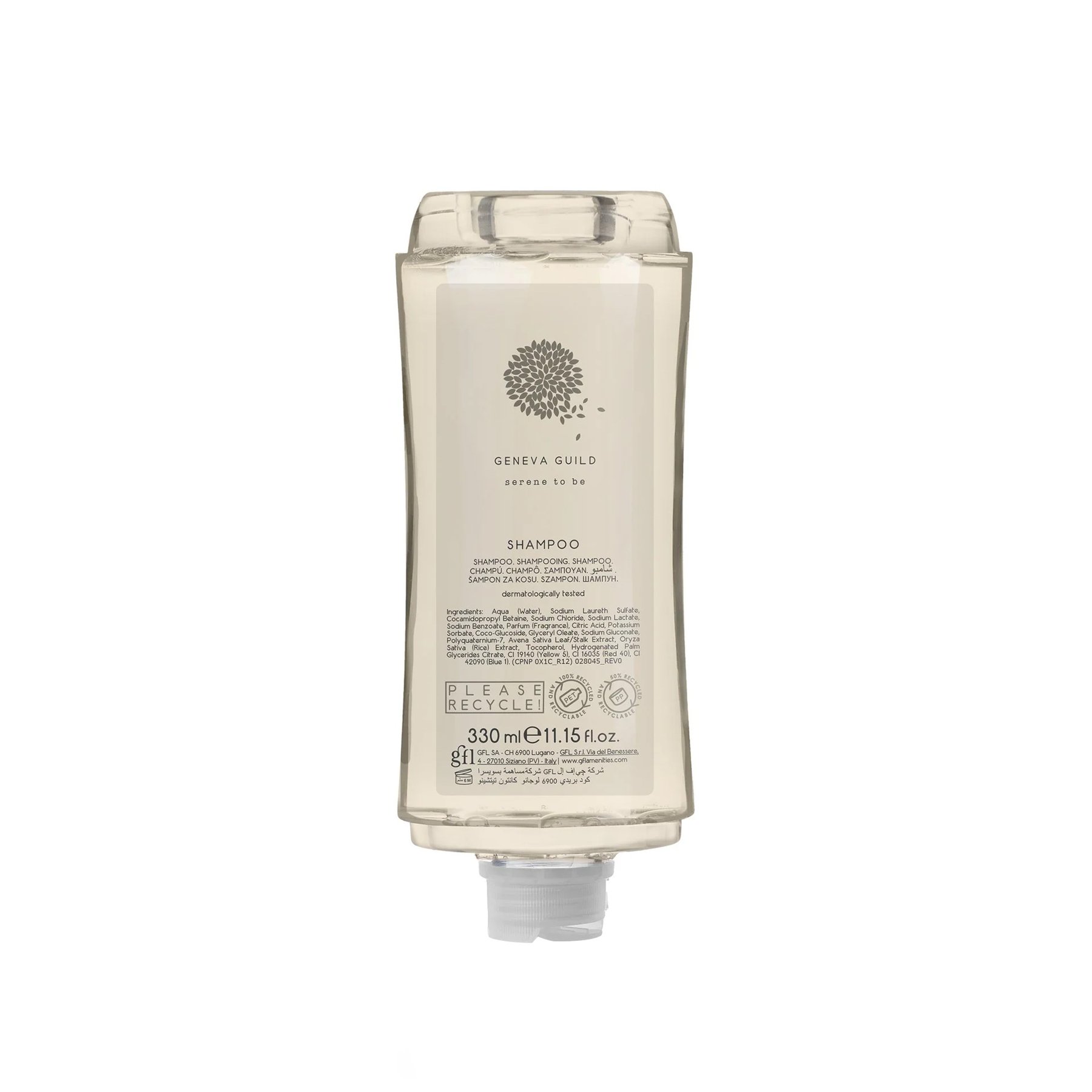 Shampoo GFL Cosmetics Geneva, filler for dispenser, 330 ml, 7 х 17.7 cm