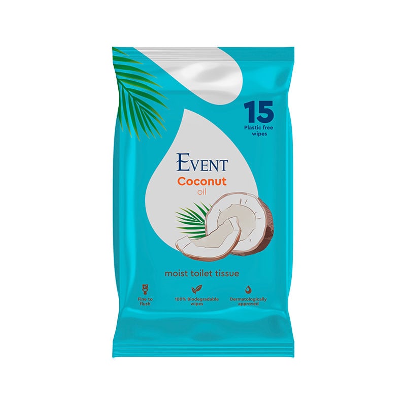 Event Wet Toilet Tissue, coconut oil, 15 sheets