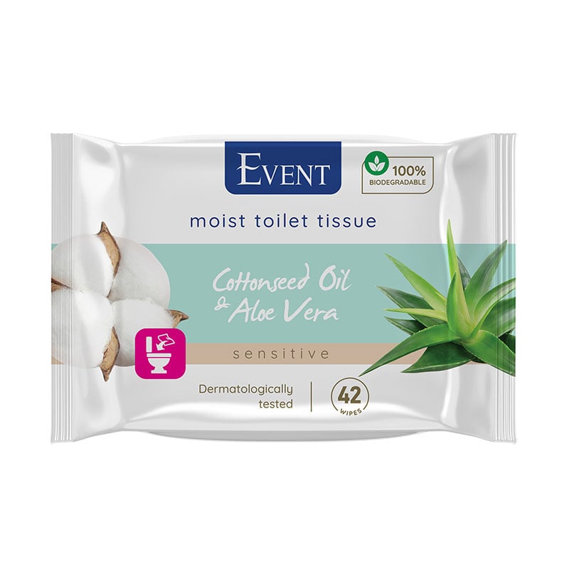 Event Wet Toilet Tissue, cotton oil & aloe, 42 sheets
