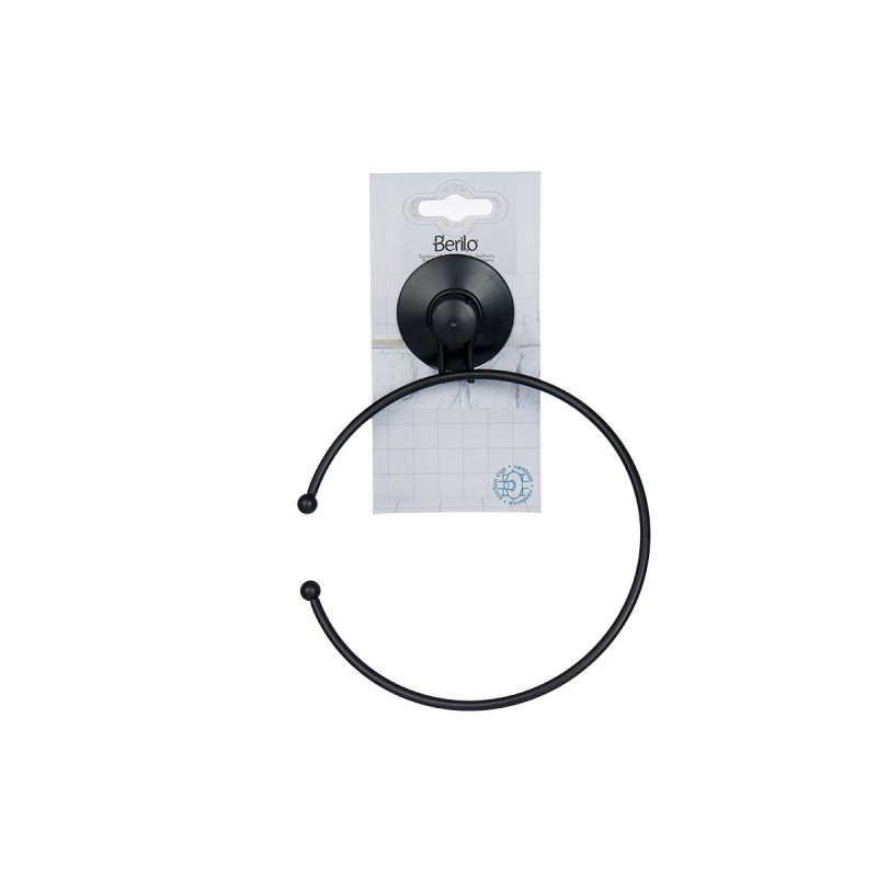 Towel holder Berilo, metal, with vacuum, matte black