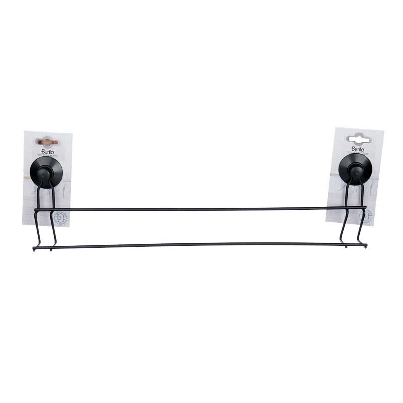Towel holder Berilo, double, metal, with vacuum, matte black