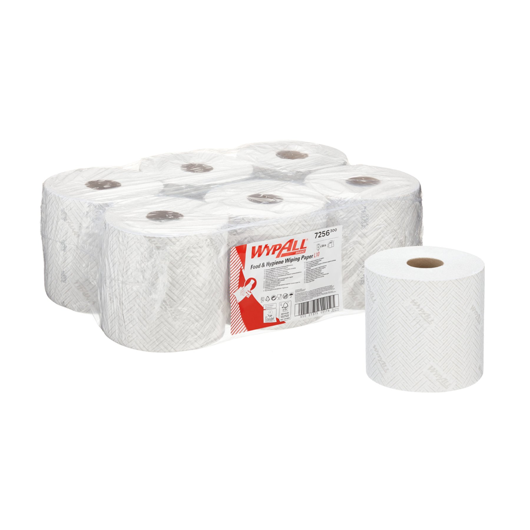 Towels for cleaning Kimberly-Clark WypAll L10 7256 Centrefeed, on roll, 38 x 19.5 cm, 800 short, white, 6 count