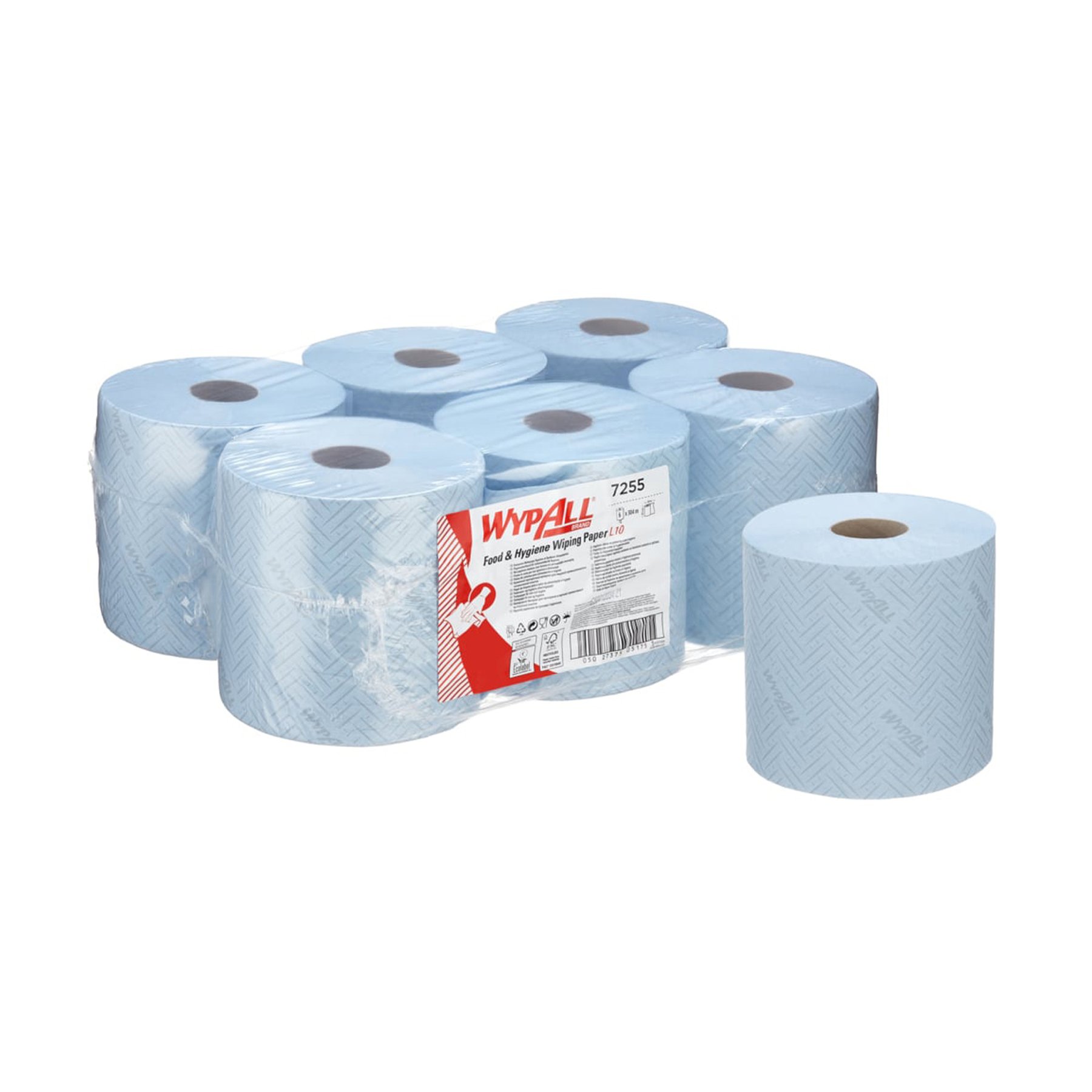 Towels for cleaning Kimberly-Clark WypAll L10 7255 Centrefeed, on roll, 38 x 19.5 cm, 800 short, blue, 6 count