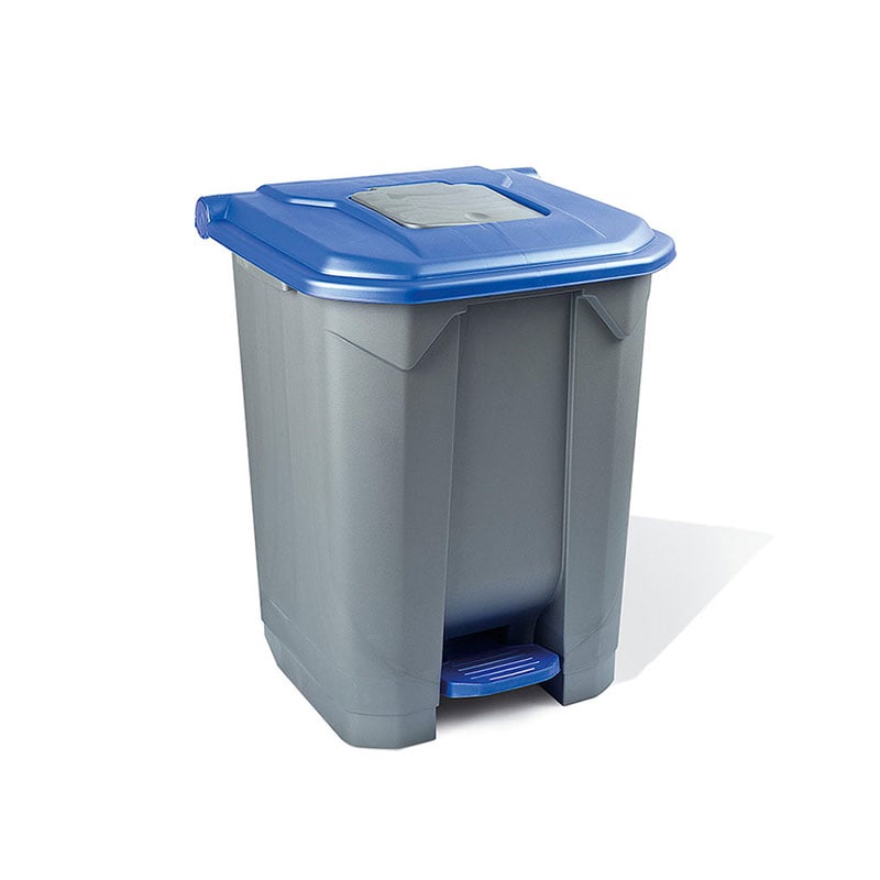 Basket Planet with partition, with pedal, 30 L, gray/blue, 445 x 405 x 425 cm