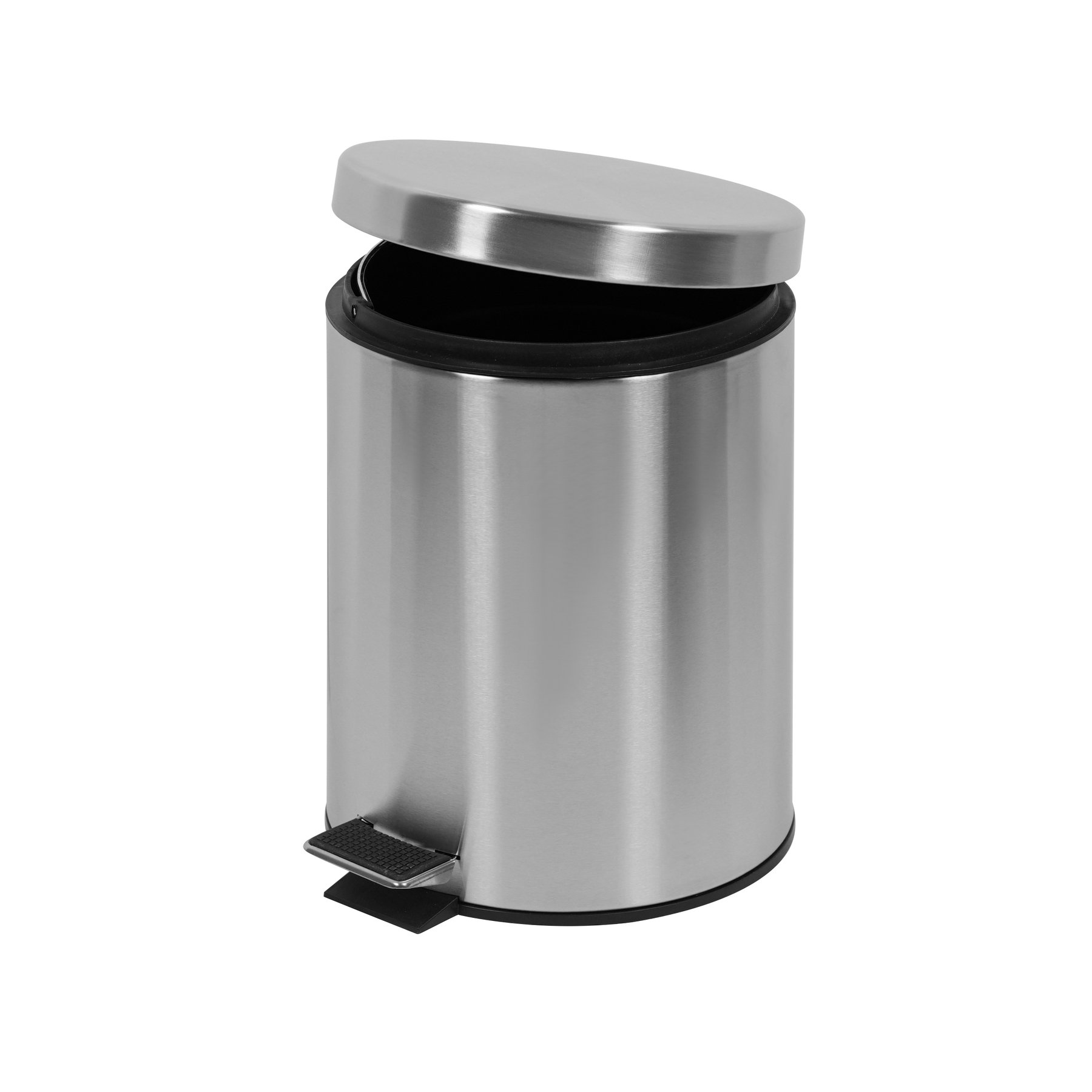 Waste bin Office 1, with pedal, metal, 20.5 х 20.5 х 27.5 cm, 5 L, stainless steel
