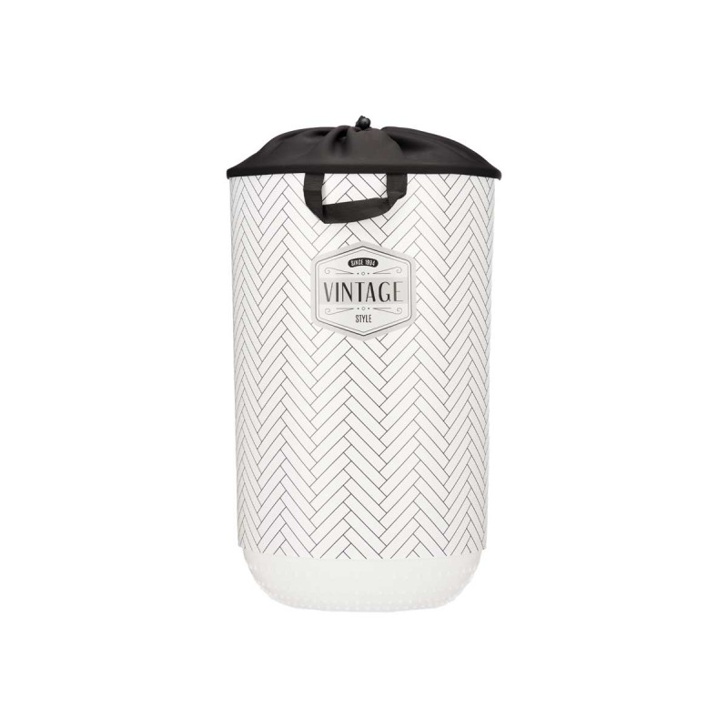 Laundry basket Kipit, plastic, with lid, 40 L, white