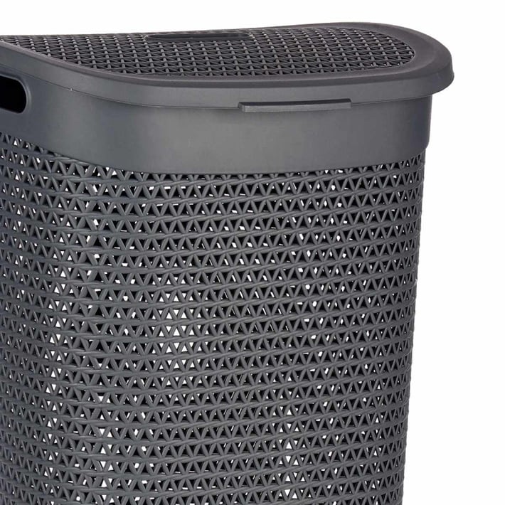Кош за пране Kipit, с капак, 60 L, антрацит