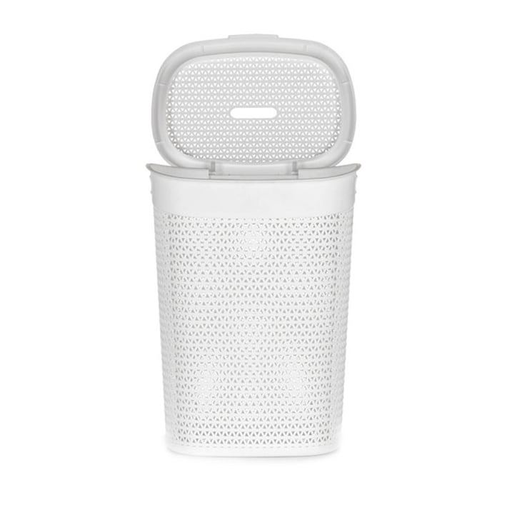 Кош за пране Kipit, с капак, 60 L, бял