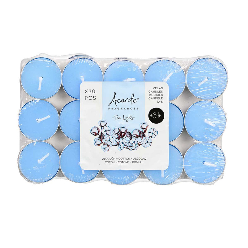 Tealights Acorde, Cotton, 3 hours, 30 pcs