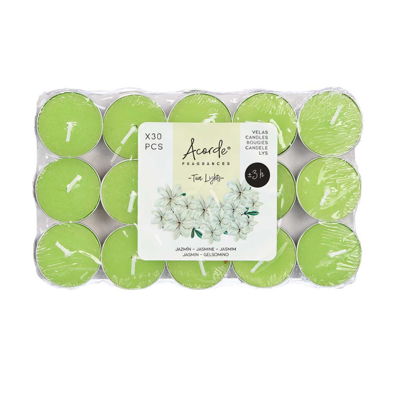 Tealights Acorde, Jasmine, 3 hours, 30 pcs