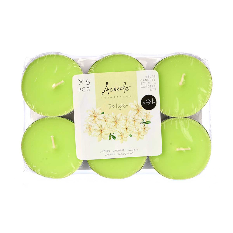 Tealights Acorde, Jasmine, 9 hours, 6 pcs