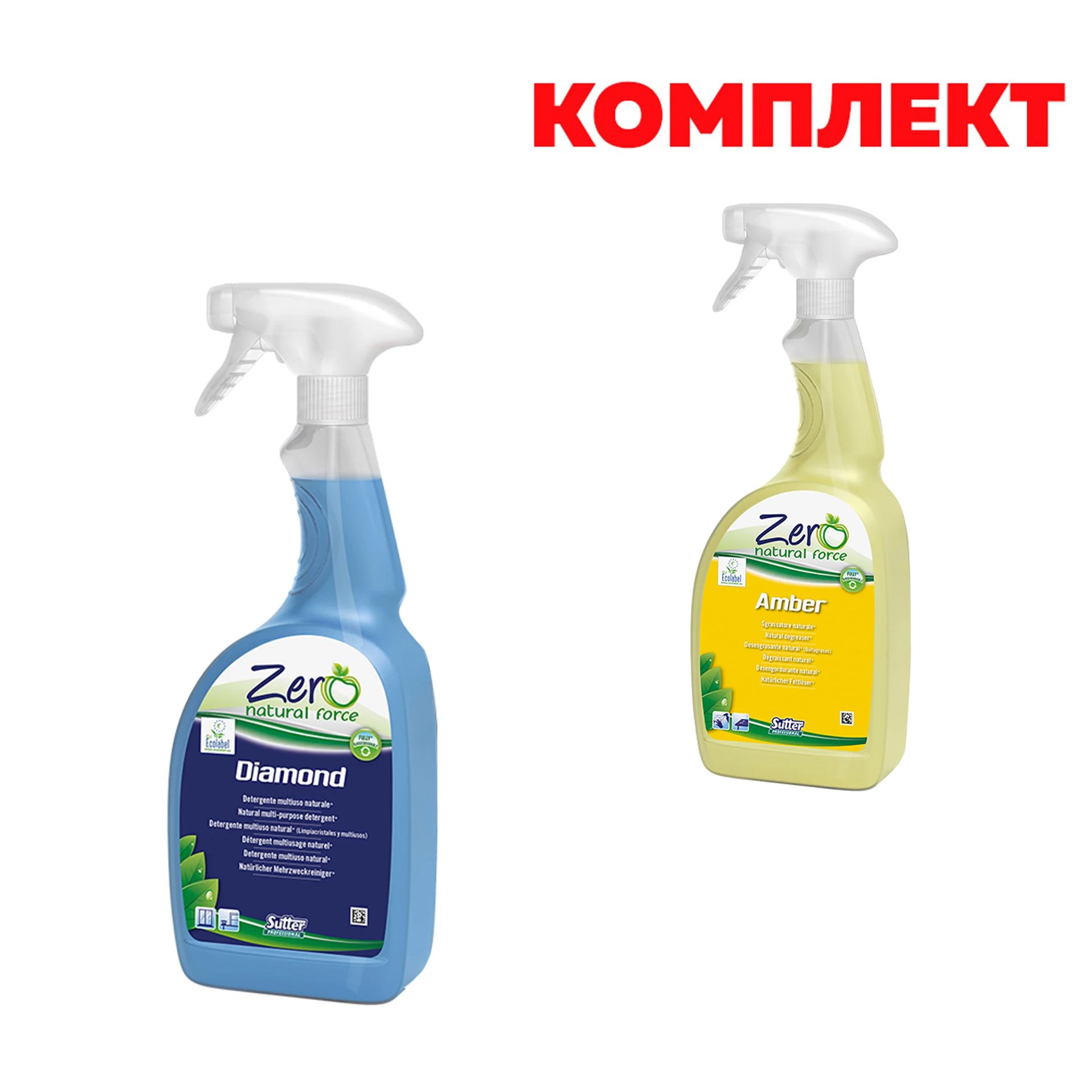Glass cleaner Sutter Zero Diamond, 750 ml, in a set with Zero Amber Degreaser, 750 ml, 1.5 l