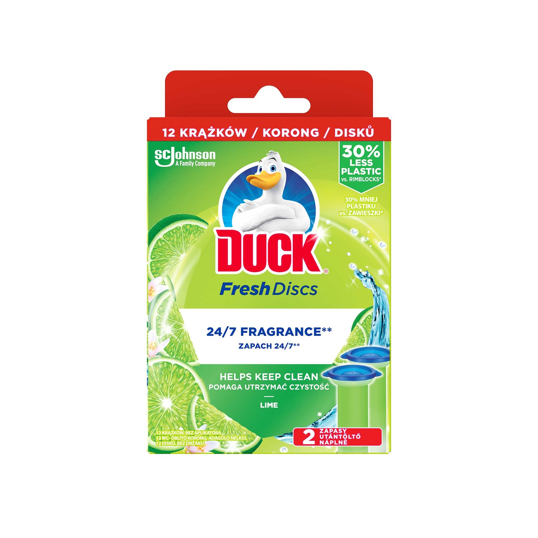 Air freshener for toilet Duck Fresh Discs, gel, filler, lime, 36 ml, 2 counts