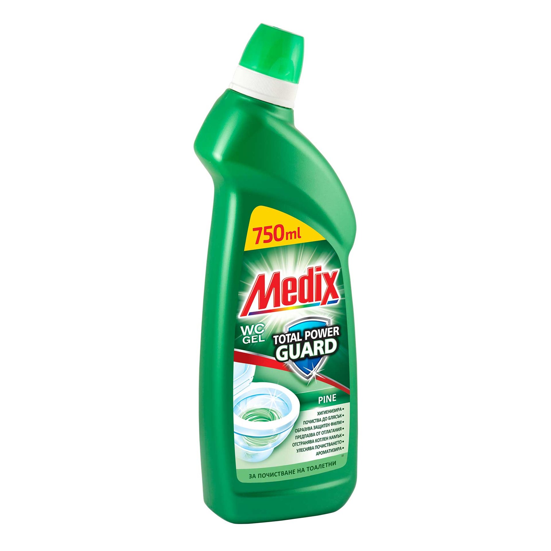 Toilet cleaner Medix Total Power Guard, pine, 750 ml, dark green