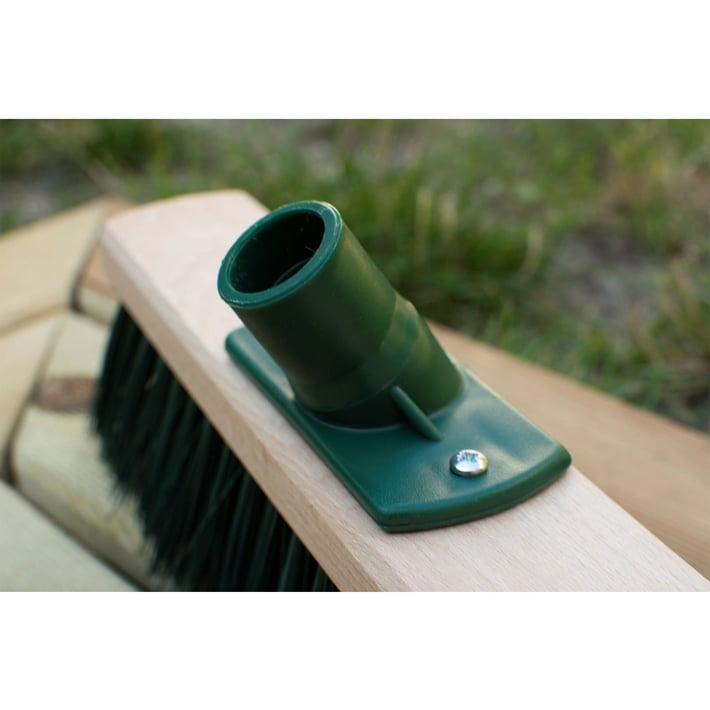 Метла York, индустриална, дървена, с конусовидна резба, 40 cm, зелена