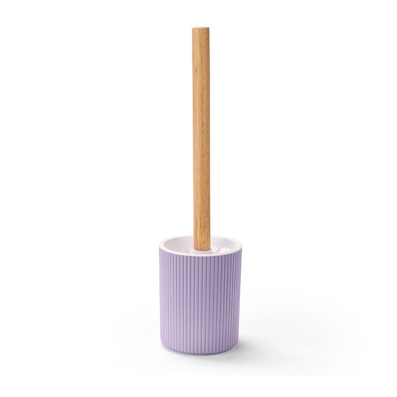 Toilet brush Berilo, with embossed stripes, bamboo, purple