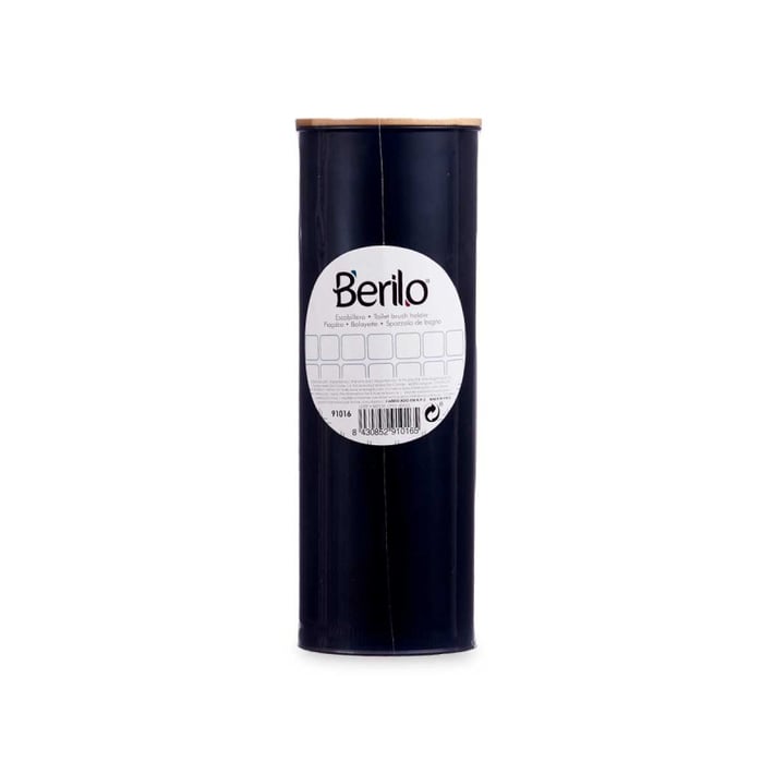 Четка за тоалетна Berilo, метална, с бамбуков капак, черна