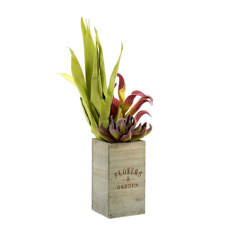 Plant pot Ibergarden, tall, square, wooden, assorted