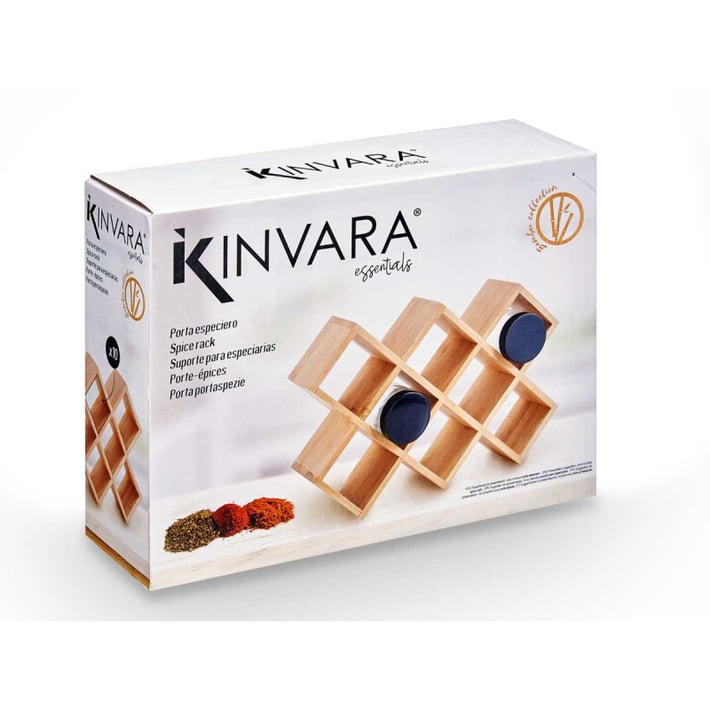 Поставка за подправки Kinvara, бамбук, за 10 бурканчета