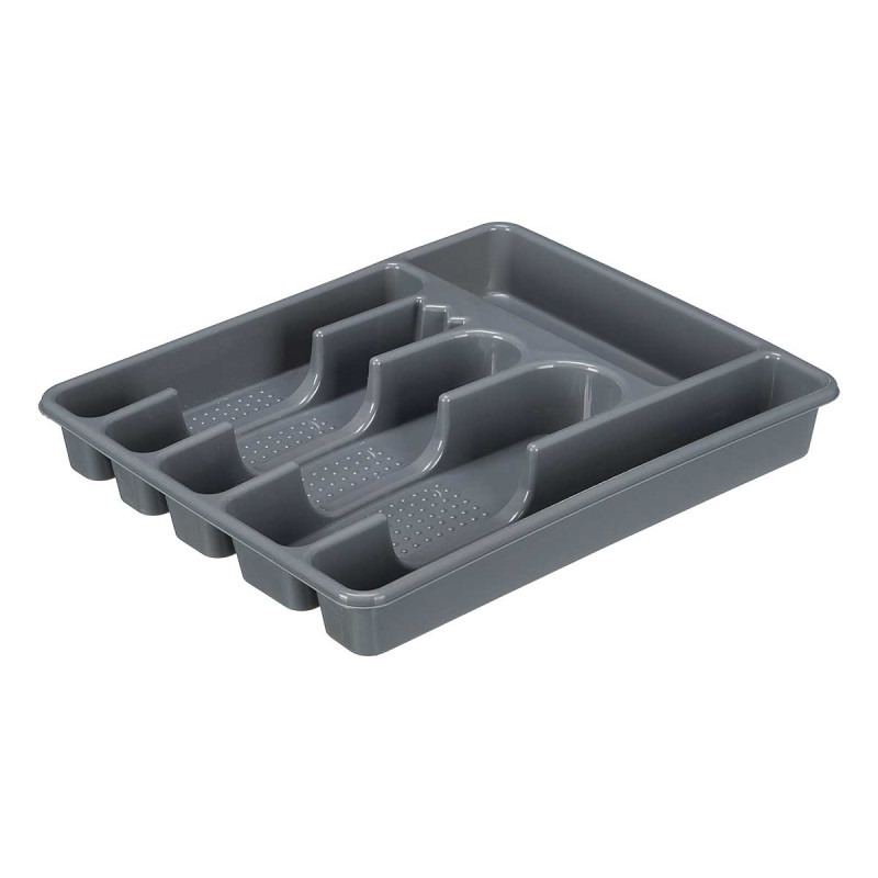 Cutlery organizer Kinvara, plastic, 6 compartments, grey